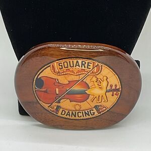 Vintage Limited Edition Square Dancing Wooden Belt Buckle